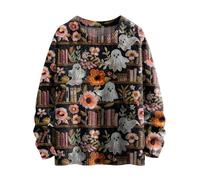 Your Orders Lightning Deals Cheap Items Jumpers for Women UK Plus Size Halloween Cute Ghost Printed Knitted Sweatshirts Casual Round Neck Long Sleeve Pullover Womens Jackets Sale Clearance