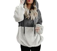 Your Orders Lightning Deals Cheap Items Winter Sweatshirt for Women Winter Color Splicing Sweatshirt Half Zipper Rope Hooded Double Sweatshirt Pullover Jacket Today Deals of The Day Clearance