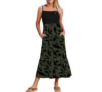 Your Orders Maxi Dresses for Women UK with Pocket Fashion Floral Print Spaghetti Dress Elegant Square Neck Pleated Sundress Casual Plus Size Dress for Womens Ladies Beach Wear