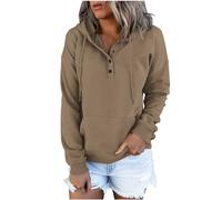 Your Orders My Account Black of Friday Sweatshirts for Women UK Clearance Casual Button Down Long Sleeve Hoodies With Pocket Solid Color V-Neck Hood Pullover Tops Ladies Clothing Womens Sale