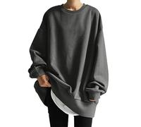 Your Orders My Account Black of Friday Winter Essentials for Women Womens Oversized Sweatshirts Long Sleeve Crewneck Loose Casual Solid Pullover Tops Women's Saved for Later Items (Grey, L)