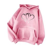 Your Orders My Account Black of Friday Winter Jumpers for Women UK Women's Hooded Pullover Women's Heart Shaped Print Women's Oversize Pullover With Hood Deals of The Day Sale Prime (Pink, S)