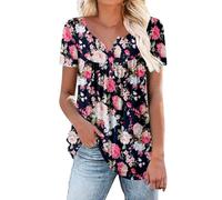 Your Orders Placed Recently by Me Gifts Blouses for Women UK Women's Fashion Casual Floral V Neck Button Down Top Short Sleeve T Shirt Oversized T Sale Clearance Items 1P Free D Pink