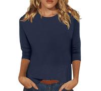 Your Orders Placed Recently by Me Gifts Ladies Plus Size Summer Tops Women's Solid Color Round Neck Slim Seven Point Sleeve T Shirt Top Gothic Summer Cheap Gifts for Women Evening Dress Sale UK Navy