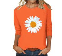 Your Orders Placed Recently by Me Gifts Ladies Plus Size T Shirts Women's Round Neck Printed Seven Sleeve Casual T Shirt Top Summer Clothes for Women 2024 Womens Clothes Orange
