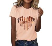 Your Orders Placed Recently by Me Gifts Ladies Tops Size 18 UK Clearance Tunic Tops for Women UK Women's Fashion Casual Juneteenth Letter Fist Print Round Neck Short Sleeve Top T Shirt Beige