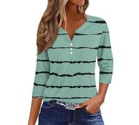 Your Orders Placed Recently by Me Gifts Oversized T Shirt Women 3/4 Length Sleeve Womens Tops Button Down Summer V Neck Shirts Blouses Dressy Fashion Print Clearance China Warehouse Direct Mint Green