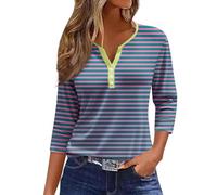 Your Orders Placed Recently by Me Gifts Oversized T Shirts for Women 2024 Womens Summer Tops Cute V Neck Shirts 3/4 Length Sleeve Blouses Dressy Items Under 1 Pound 50 Blue