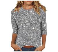 Your Orders Placed Recently by Me Gifts Oversized T Shirts for Women Women's Three Quarter Sleeve Sequin Print Fashionable Casual T Shirt Summer January Sales Deals 2024 Womens Grey