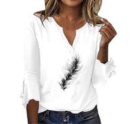 Your Orders Placed Recently by Me Gifts Plus Size Holiday Tops Summer Women's Tops Seven Split Sleeve Vintage Floral Shirt Big Size Ruffle Sleeve V Women's Clothing Clearance White