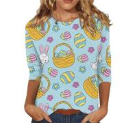 Your Orders Placed Recently by Me Gifts Plus Size Thermal Tops Happy Easter Day Women Shirt 3/4 Sleeve Funny Bunny Graphic Tee Tops Casual Loose Clothes Women Sale Women Clothing Clearance Mint Green