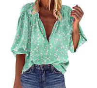 Your Orders Placed Recently by Me Gifts Sleep Tees Women Oversized Women's Long Sleeved Loose Top Floral Printed Stand Collar Button Up Shirt Womens Plus Size Warehouse Clearance Bargains Sale Green