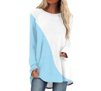 Your Orders Placed Recently by Me Gifts Summer Tops for Women UK Women's Spring Round Neck Long Sleeved Colored Print Loose Casual Raglan Sleeve Top Going Out Next Day Delivery Clothes Light Blue