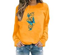 Your Orders Placed Recently By Me Gifts Sweatshirts for Women UK clearance Women's Butterfly Print Casual Fashion Sweatshirt Top Long Jumpers For Women Uk Plus Track My Order Delivery (Yellow, M)