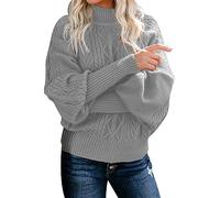 Your Orders Placed Recently By Me Gifts Tunic Sweatshirt for Women Women's Winter New Mid Neck Loose Long Sleeve Knitted Solid Color Sweater Plus Size Clearance (Grey, XXXL)