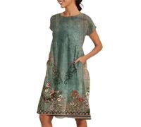 Your Orders Women Summer Dress 2025 New Women's Round Neck Dress Casual and Comfortable Cotton Short Sleeves Beach with Pockets Plus Size for Womens Green