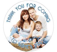 Your Own Image Skinny Text - Blue Text - Any Size (4in - 7.5in) Personalised Edible Cake Topper on Premium Icing