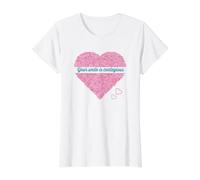 Your Smile is Contagious Heart Mosaic Positive Quote Design Value Graphic T-Shirt, Women, White, M