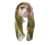 YOUR SMILE Ladies/Women's Lightweight Floral Print/Solid Color mixture Shawl Scarf For Spring Summer season, Green Pink Lotus, 70.8 x 35.4