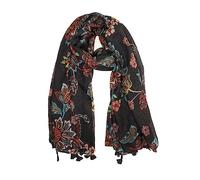 YOUR SMILE Large Boho Scarf for Women Lightweight Floral Printed Scarves Fall Winter Fashion Fringed Shawl wraps, 04 Navy Flower, Large