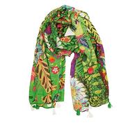 YOUR SMILE Large Boho Scarf for Women Lightweight Floral Printed Scarves Fall Winter Fashion Fringed Shawl wraps, 23 Green Tropical, Large