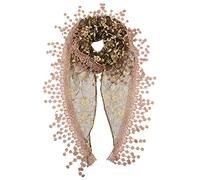 YOUR SMILE Lightweight Soft Leaf Lace Fringes Triangular Floral Fashion Towel Scarf Wrap for Women, Brown
