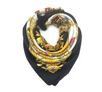 YOUR SMILE Silk Like Scarf Women's Fashion Pattern Large Square Satin Headscarf Headdress - black - Large