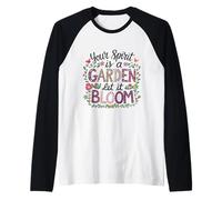 Your Spirit is a Garden Let it Bloom Floral Inspirational Raglan Baseball Tee
