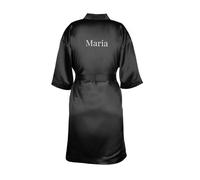 your surprise Personalised Kimono Robe with Name or Text - Half-sleeve with waist-loops and oblique V-neck Design 100% Polyester with satin-soft feel (94cm) (Black)