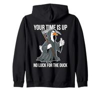 Your Time Is Up No Luck For The Duck Funny Reaper Goose Zip Hoodie