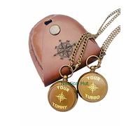 Your Tommy Your Tubbo Love Pendent Antique Locket Pendant Pocket Chain Compass with Button Leather Pouch Nautical Brass Locket Compass Navigate Device for Trekking | Hunting | by Nautical Hut