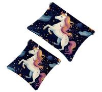 Your Travel Solution: 2Pcs Aesthetic Art Unicorn-1167 Shrapnel Pouch - Compact Makeup Bag, Multicolor 01, A：7.1x5.8in/18x14.8cm，B:4.7x4.5in/12x11.5cm