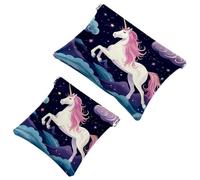 Your Travel Solution: 2Pcs Art Starry Unicorn-1233 Shrapnel Pouch - Compact Makeup Bag, Multicolor 02, A：7.1x5.8in/18x14.8cm，B:4.7x4.5in/12x11.5cm