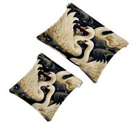 Your Travel Solution: 2Pcs Art Swan Flower-1629 Shrapnel Pouch - Compact Makeup Bag, Multicolor 03, A:7.1x5.8in/18x14.8cm,B:4.7x4.5in/12x11.5cm