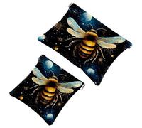 Your Travel Solution: 2Pcs Bees and Flowers-1365 Shrapnel Pouch - Compact Makeup Bag, Multicolor 04, A:7.1x5.8in/18x14.8cm,B:4.7x4.5in/12x11.5cm