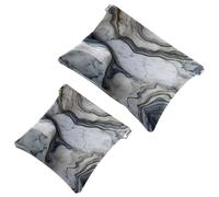 Your Travel Solution: 2Pcs Black and White Ink Marble-375 Shrapnel Pouch - Compact Makeup Bag, Multicolor 05, A：7.1x5.8in/18x14.8cm，B:4.7x4.5in/12x11.5cm