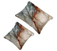 Your Travel Solution: 2Pcs Black and White Ink Marble-375 Shrapnel Pouch - Compact Makeup Bag, Multicolor 04, A：7.1x5.8in/18x14.8cm，B:4.7x4.5in/12x11.5cm