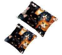 Your Travel Solution: 2Pcs Blue Dream Art Cat-1530 Shrapnel Pouch - Compact Makeup Bag, Multicolor 09, A：7.1x5.8in/18x14.8cm，B:4.7x4.5in/12x11.5cm