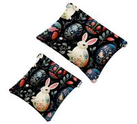 Your Travel Solution: 2Pcs Cartoon Easter Egg Rabbit-870 Shrapnel Pouch - Compact Makeup Bag, Multicolor 06, A：7.1x5.8in/18x14.8cm，B:4.7x4.5in/12x11.5cm