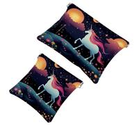 Your Travel Solution: 2Pcs Colored Star Unicorn-1068 Shrapnel Pouch - Compact Makeup Bag, Multicolor 04, A：7.1x5.8in/18x14.8cm，B:4.7x4.5in/12x11.5cm
