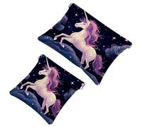 Your Travel Solution: 2Pcs Colored Star Unicorn-1068 Shrapnel Pouch - Compact Makeup Bag, Multicolor 06, A：7.1x5.8in/18x14.8cm，B:4.7x4.5in/12x11.5cm