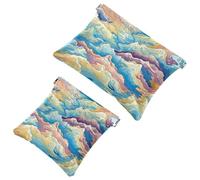 Your Travel Solution: 2Pcs Colorful Art Map Patterns-309 Shrapnel Pouch - Compact Makeup Bag, Multicolor 05, A：7.1x5.8in/18x14.8cm，B:4.7x4.5in/12x11.5cm