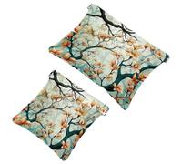 Your Travel Solution: 2Pcs Colorful Flowers and Trees-1431 Shrapnel Pouch - Compact Makeup Bag, Multicolor 05, A：7.1x5.8in/18x14.8cm，B:4.7x4.5in/12x11.5cm