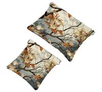 Your Travel Solution: 2Pcs Colorful Flowers and Trees-1431 Shrapnel Pouch - Compact Makeup Bag, Multicolor 06, A：7.1x5.8in/18x14.8cm，B:4.7x4.5in/12x11.5cm