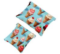 Your Travel Solution: 2Pcs Colorful Ice Cream-1101 Shrapnel Pouch - Compact Makeup Bag, Multicolor 03, A：7.1x5.8in/18x14.8cm，B:4.7x4.5in/12x11.5cm