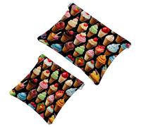 Your Travel Solution: 2Pcs Colorful Ice Cream-1200 Shrapnel Pouch - Compact Makeup Bag, Multicolor 04, A：7.1x5.8in/18x14.8cm，B:4.7x4.5in/12x11.5cm