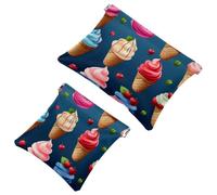Your Travel Solution: 2Pcs Colorful Ice Cream-1200 Shrapnel Pouch - Compact Makeup Bag, Multicolor 08, A：7.1x5.8in/18x14.8cm，B:4.7x4.5in/12x11.5cm
