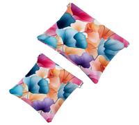 Your Travel Solution: 2Pcs Colorful Petal Flowers-2091 Shrapnel Pouch - Compact Makeup Bag, Multicolor 01, A：7.1x5.8in/18x14.8cm，B:4.7x4.5in/12x11.5cm