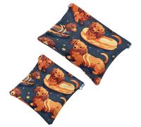 Your Travel Solution: 2Pcs Cute Little Dog-210 Shrapnel Pouch - Compact Makeup Bag, Multicolor 02, A:7.1x5.8in/18x14.8cm,B:4.7x4.5in/12x11.5cm