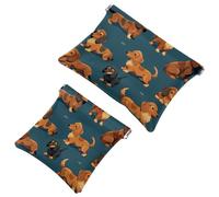 Your Travel Solution: 2Pcs Cute Little Dog-210 Shrapnel Pouch - Compact Makeup Bag, Multicolor 04, A:7.1x5.8in/18x14.8cm,B:4.7x4.5in/12x11.5cm